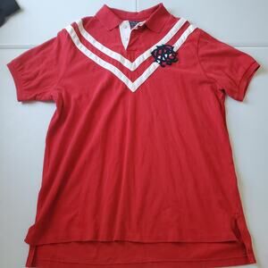 Polo Ralph Lauren Polo Shirt Mens 2XL Red White Custom Rugby 7 Patch Embroidered